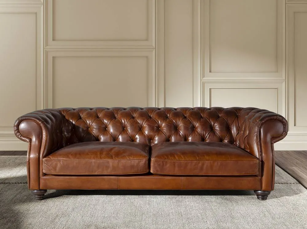 Angel Cerda 3-seater Chester sofa - cognac cowhide leather in Brown 3