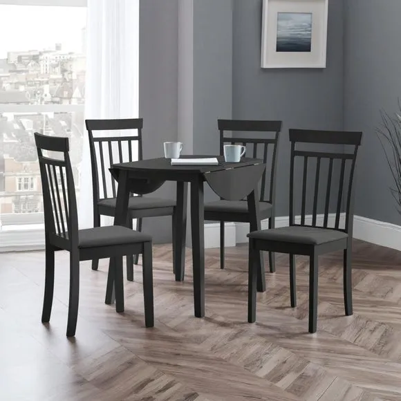 Coast 2-4 Seater Round Drop Leaf Dining Table with 4 Coast Chairs