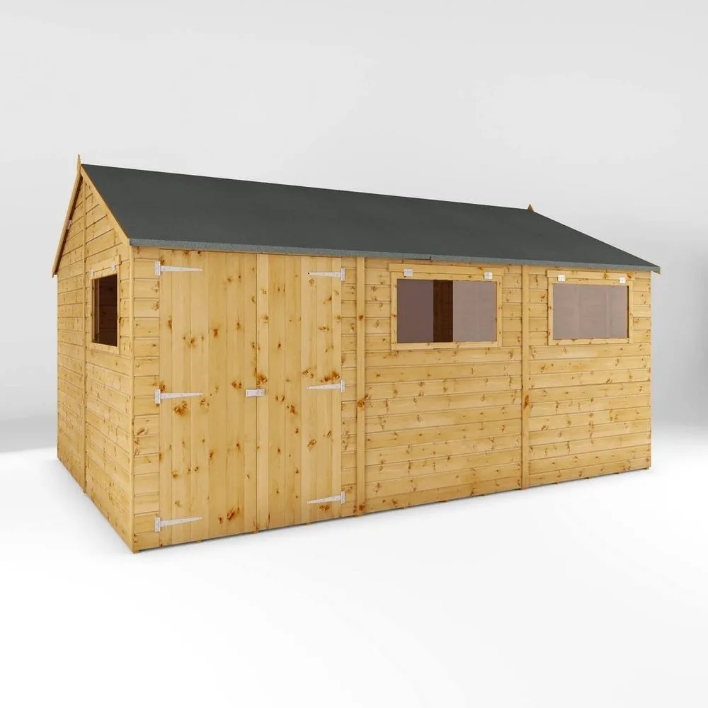 Mercia 15 x 10 Feet Premium Shiplap Reverse Apex Workshop in Light Brown