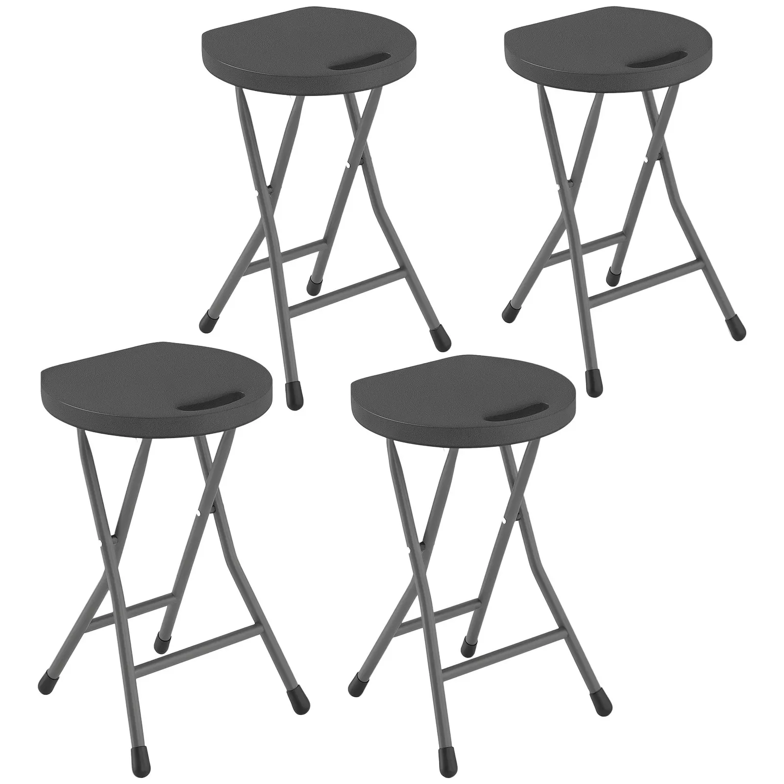 OUTSUNNY Folding Stool Set of 4, Decorative Garden Stool Set, Charcoal Grey in Dark Grey 2