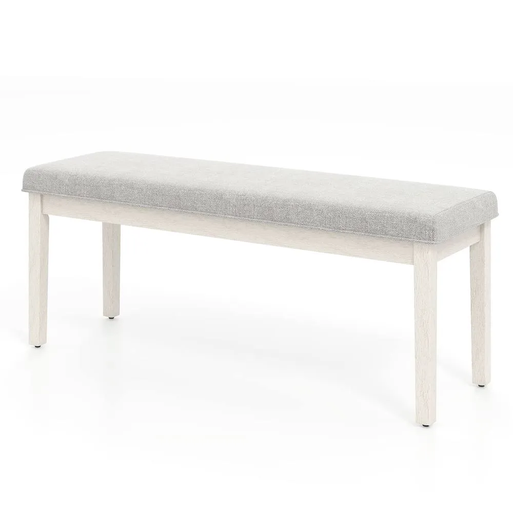 Costway Upholstered Dining Bench Modern Linen Padded Shoe Bench-Light Grey