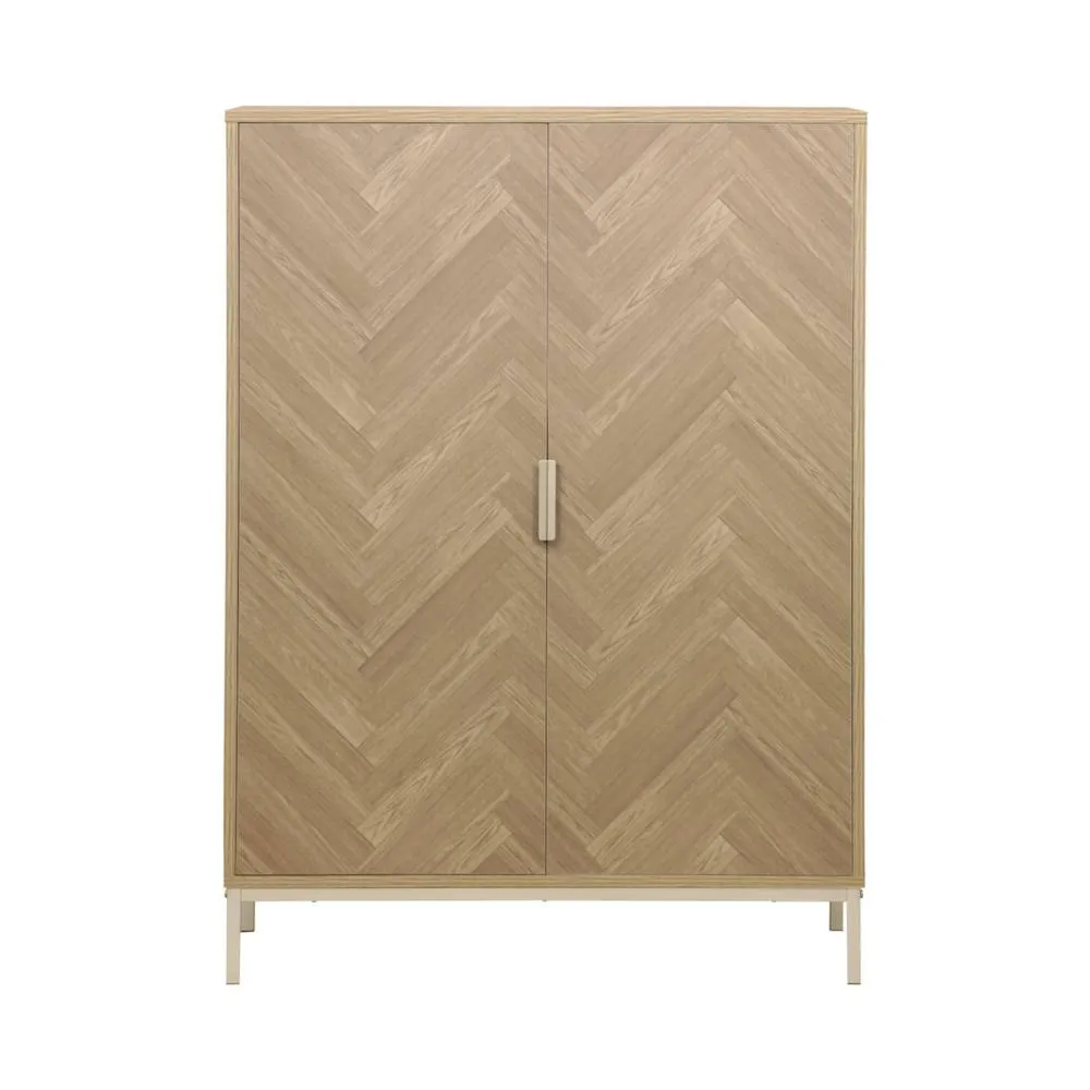 sweeek 110cm herringbone storage cabinet with 2 doors in Beige 6