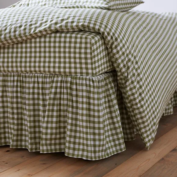 Portloe Woven Gingham 100% Cotton Frilled Valance 1