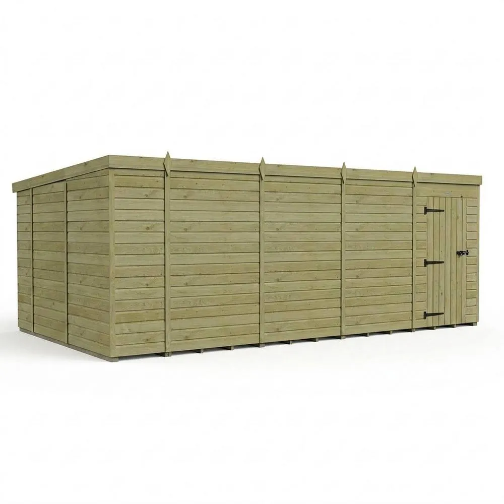 Buttercup Farm 18ft x 10ft Pent Garden Shed Single Door No Windows - Timber in Brown