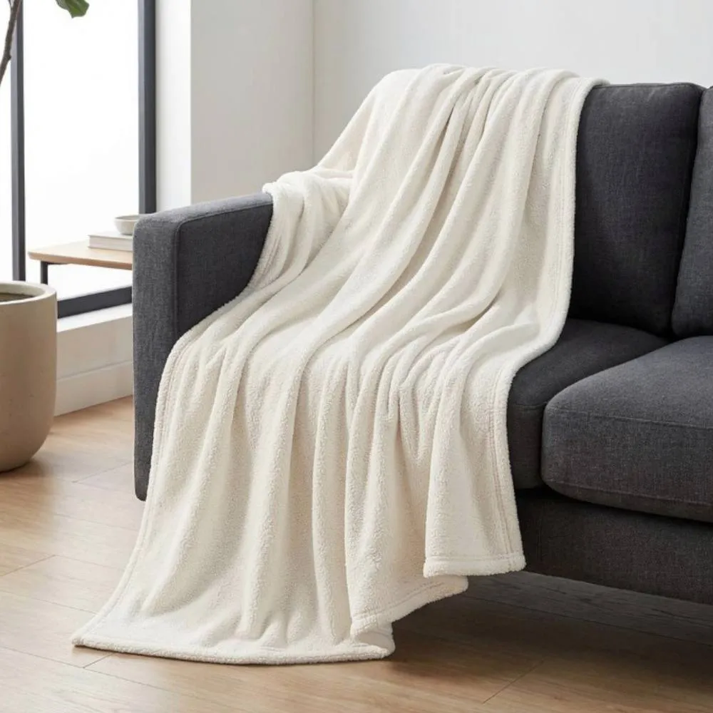 Garden Greatness Ivory Winter Warm Snuggle Throw