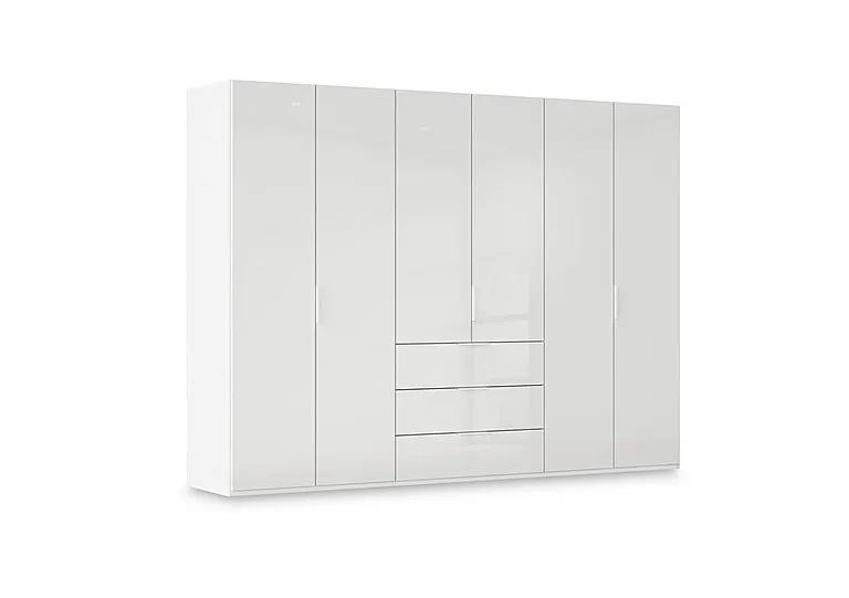 Haven 301cm 6 Door Combi Wardrobe with Glass Doors - Alpine White