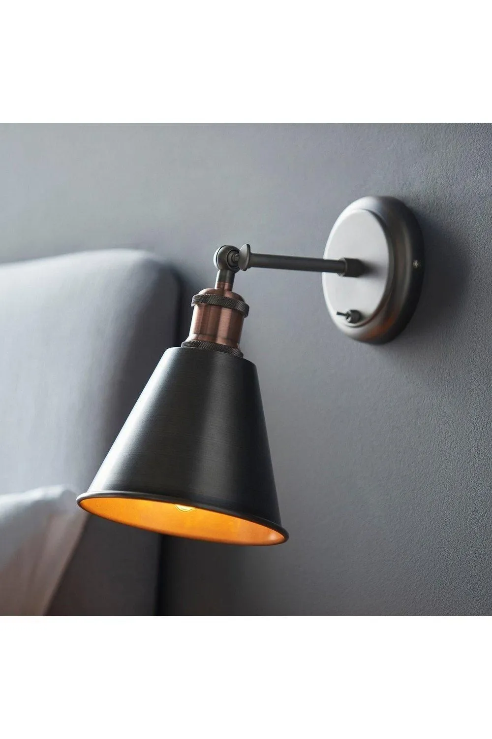 Netlighting Hal Metal Wall Lamp Aged Pewter Aged Copper Plate in Grey 2