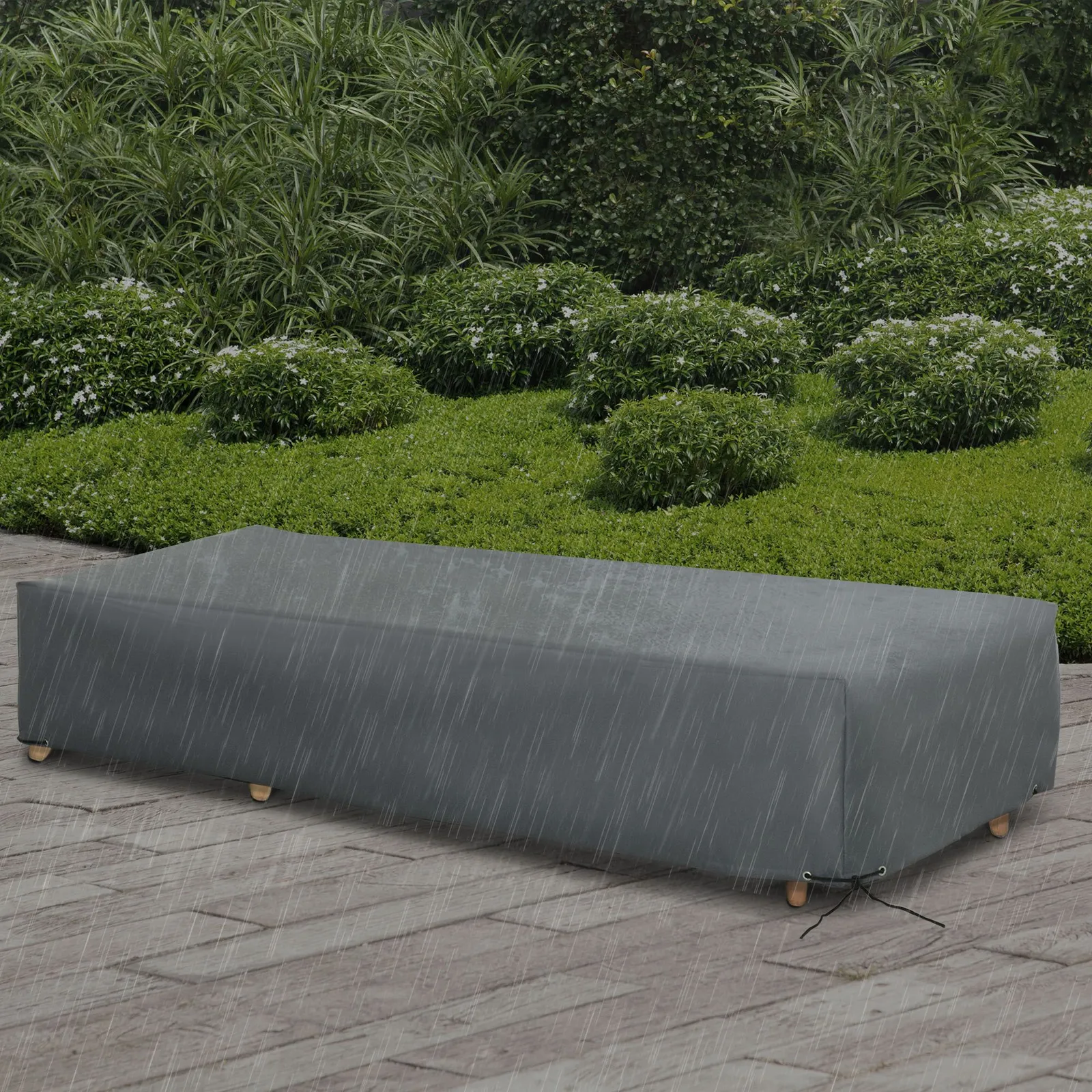 OUTSUNNY Rectangular Furniture Cover for Rattan Lounge UV Protection in Grey