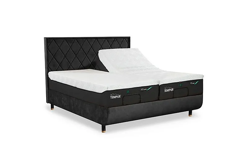 Arc Adjustable Disc Bed Frame with Quilted Headboard - King Size with Oak Feet