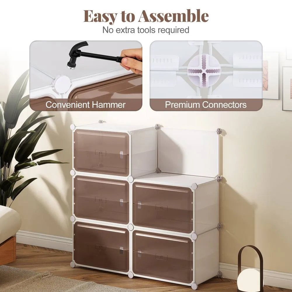 Costway Shoe Rack 8 Tier Shoe Storage Cabinet with Removable Shelves in White 2