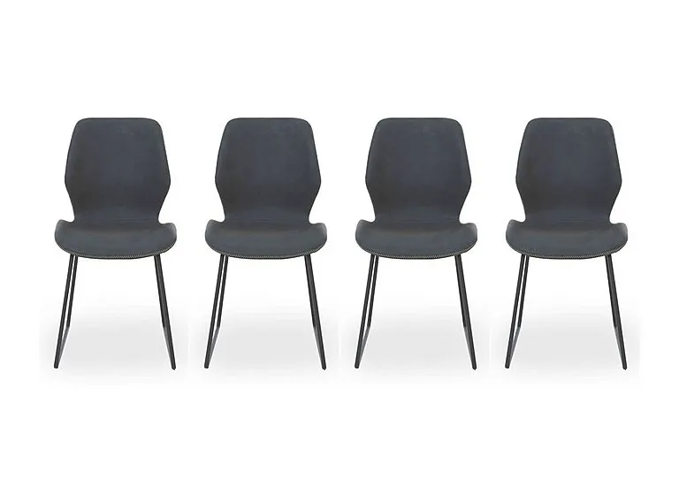 Matteo Set of 4 Faux Leather Ski Leg Dining Chairs - Dark Grey