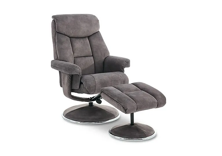 Bruges Fabric Swivel Chair and Footstool - Carbon Grey