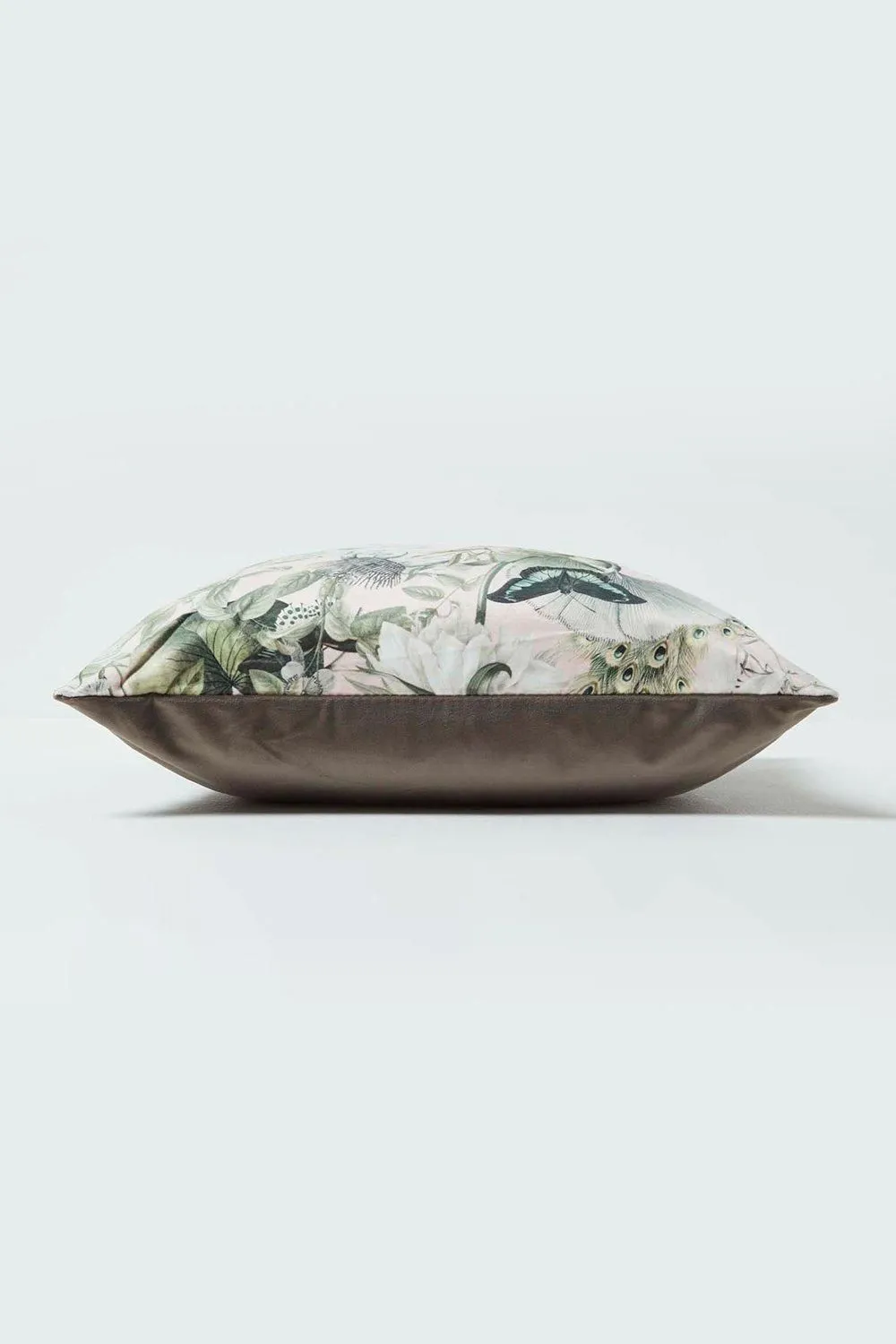 Homescapes Floral Butterfly Garden Grey Cushion 46 x 46 cm in Pink 4