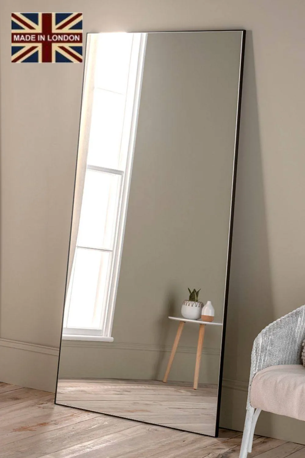 Yearn Mirrors Large Full Length Minimal Mirror Black 180x110cm