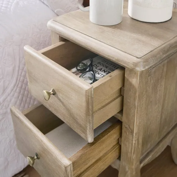 Giselle 2 Drawer Bedside Table, Mango Wood 3