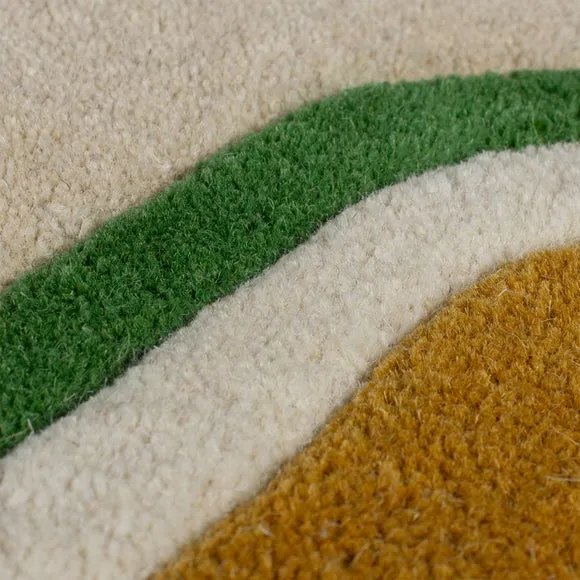 Elements Wave Natural Border Wool Rug 2