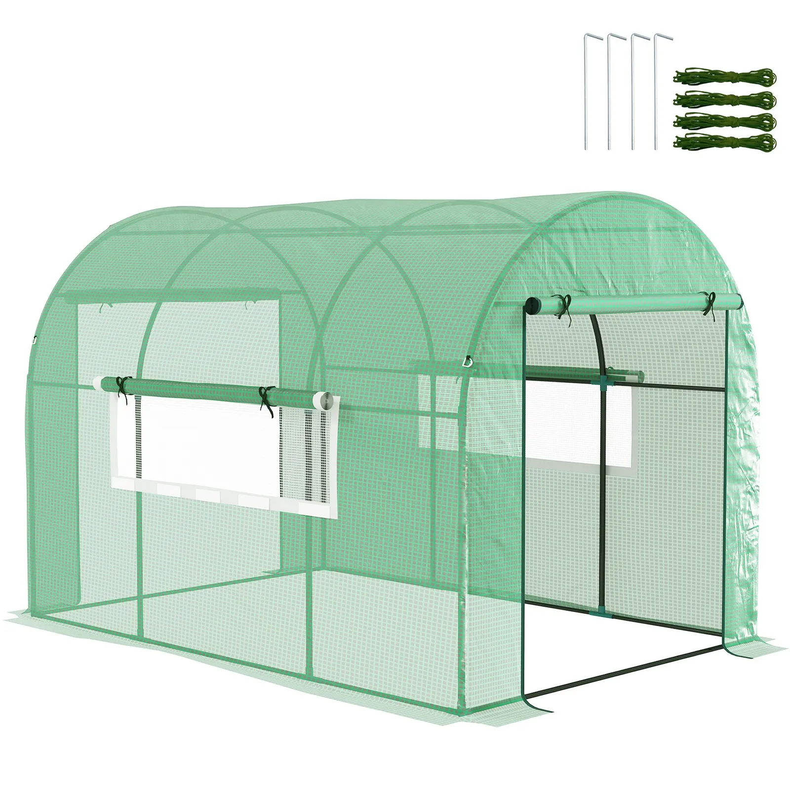OUTSUNNY Polytunnel Greenhouse with UV-resistant PE Cover, Grow House, 3 x 2 x 2m in Green 2
