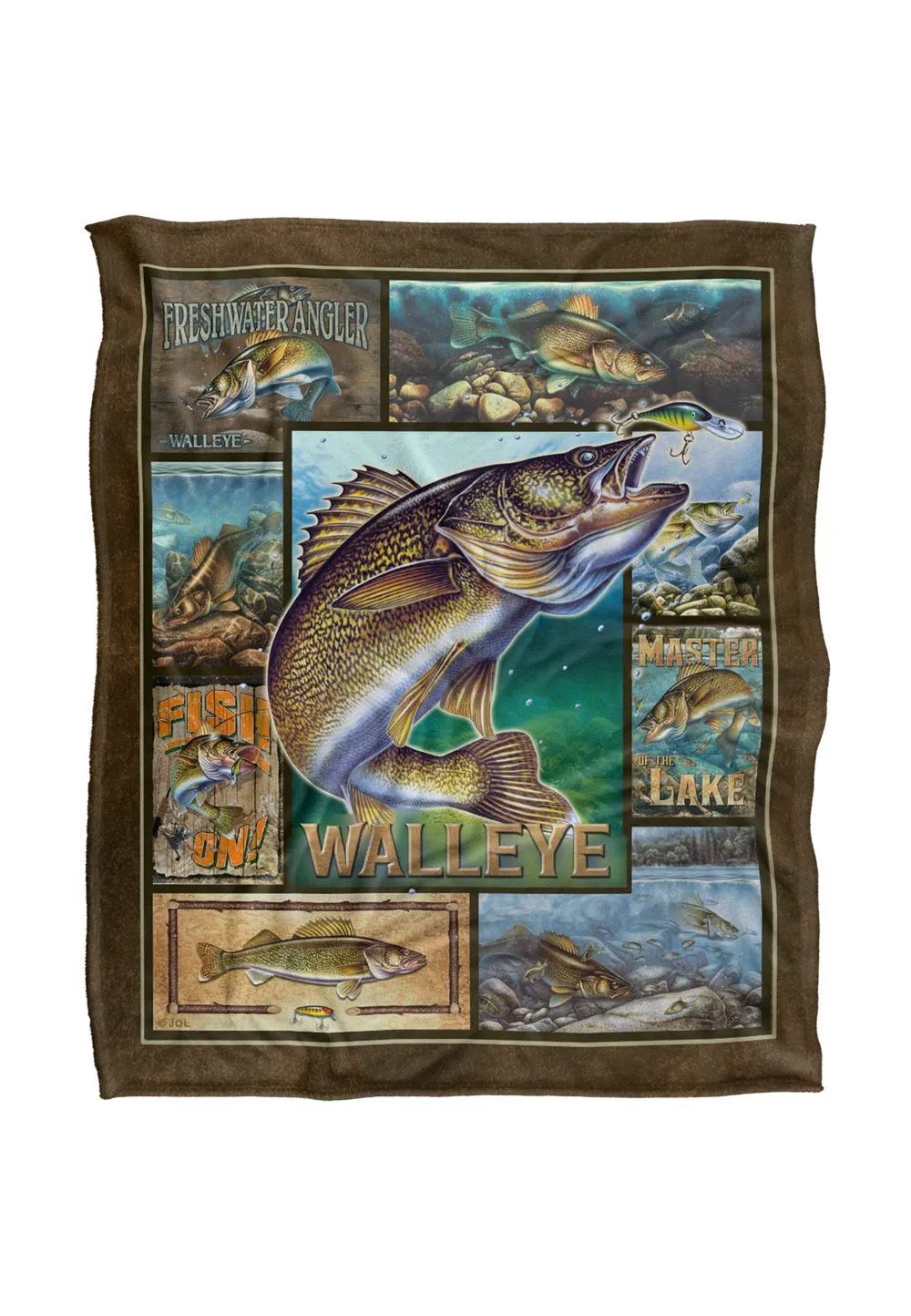 JQ Licensing Walleye Fishing Silky Touch Super Soft Throw Blanket 152 X 127 cm in White