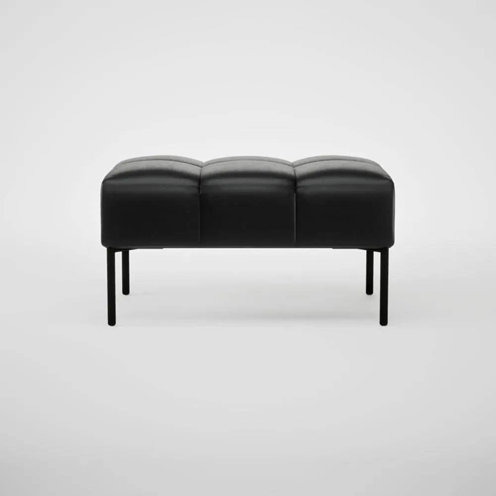 Heal's Quadro Ottoman Stonewash Leather Black 263 Black Feet 2