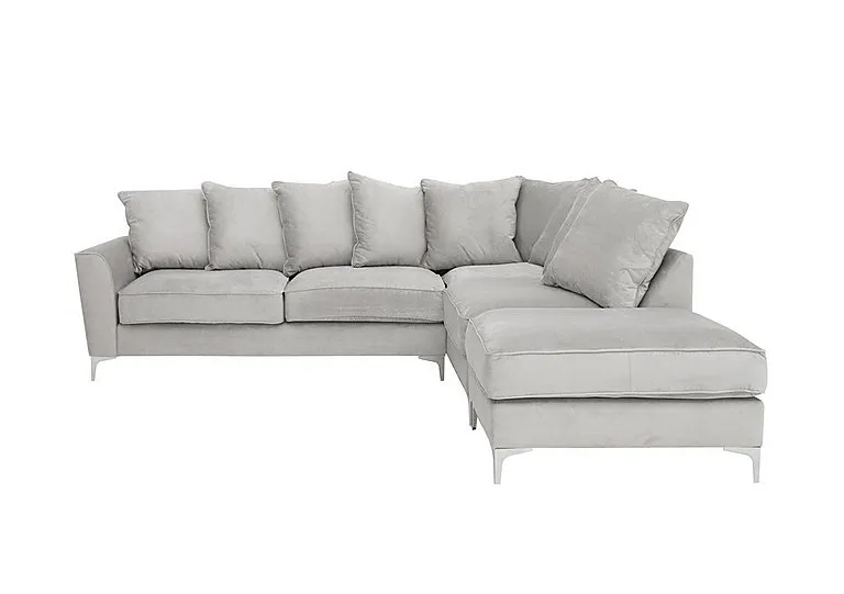 Legend Scatter Back Fabric Right Hand Facing Corner Sofa with Chrome Feet - Kingston Silver