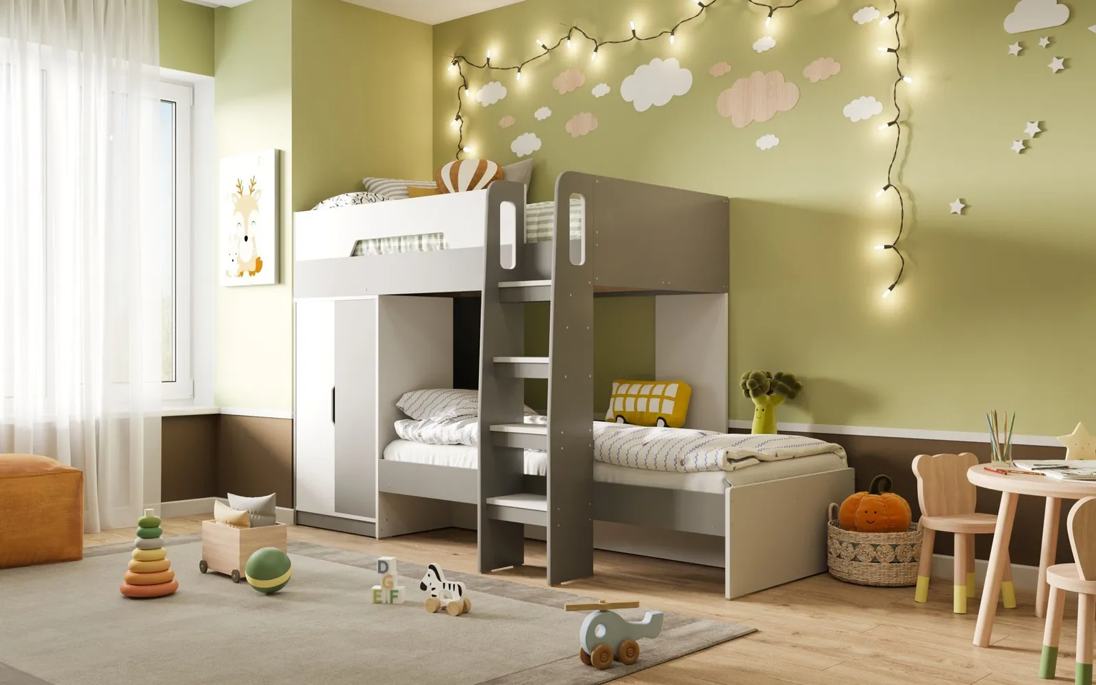 Flair Benito Bunk Bed with Wardrobe in White