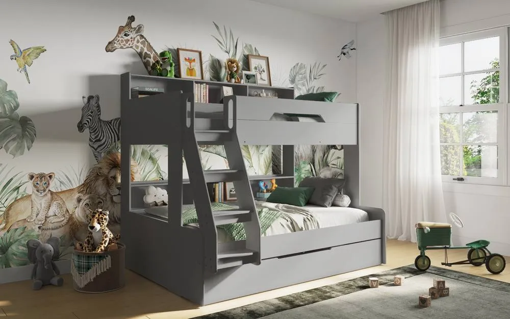 Flair Interstellar Triple Bunk Bed in Grey