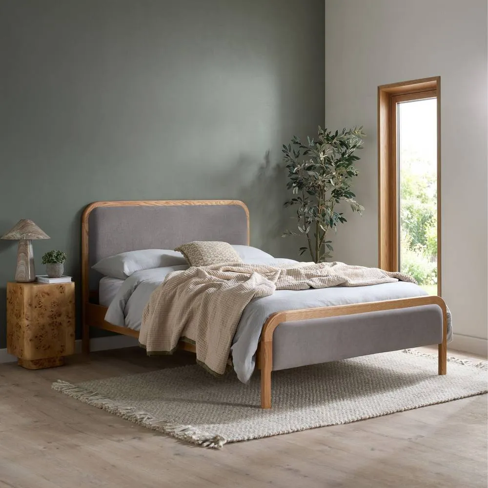 Birlea Amaya Bed Frame Oak Grey Fabric Double or King