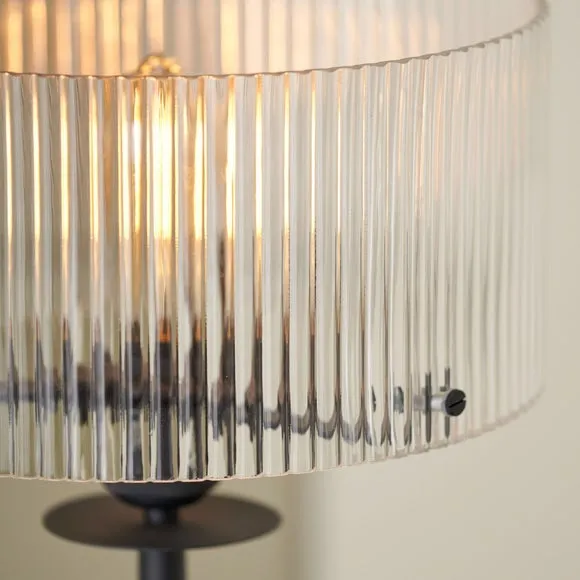 Pacific Lifestyle Clara Ribbed Glass Metal Round Table Lamp 4
