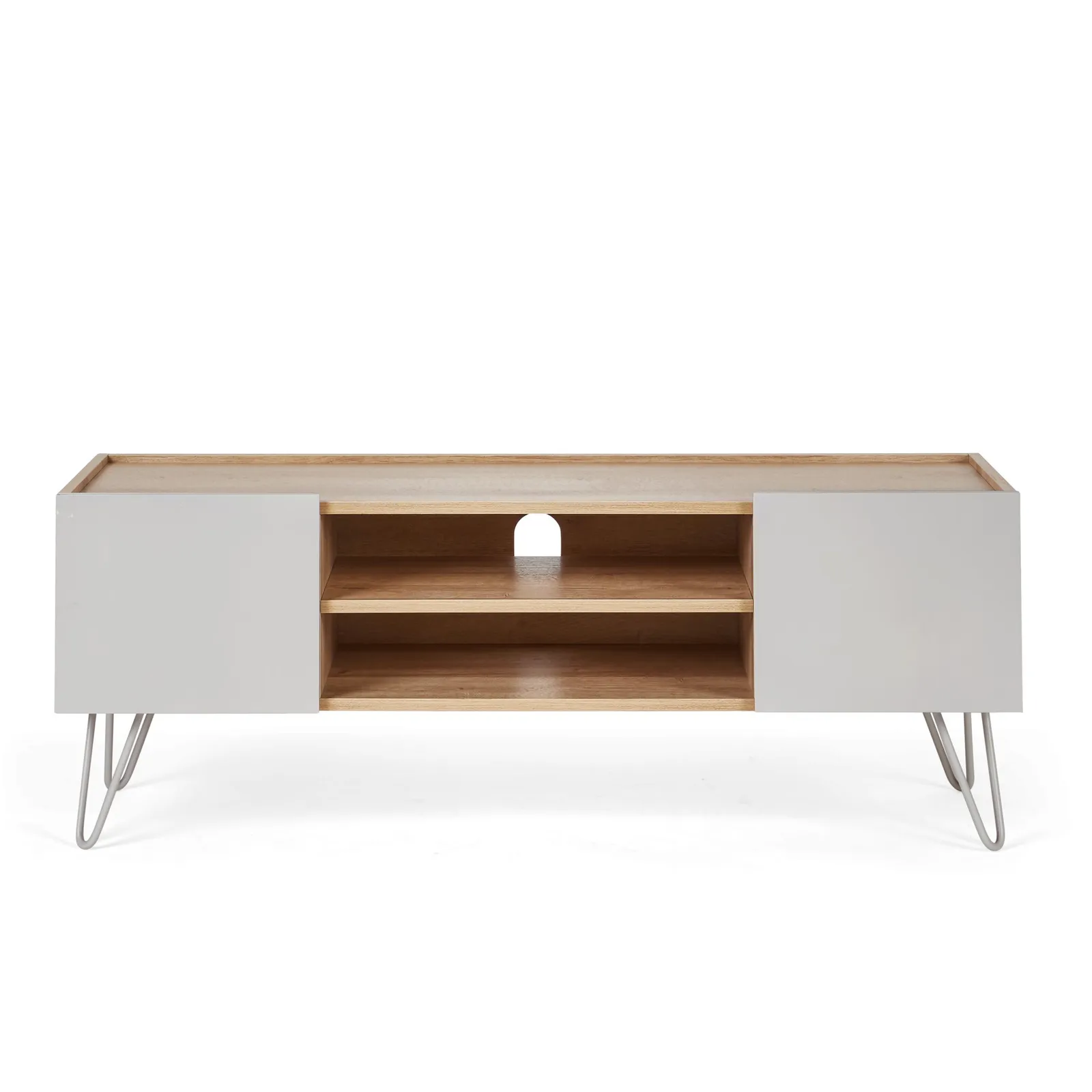 Penelope Dove Grey Hairpin TV Stand Grey and Brown