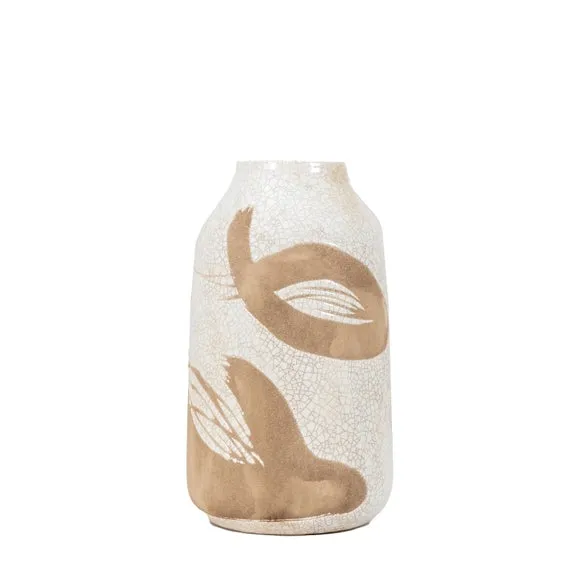 Colly Reactive Striped White Stoneware Vase 5
