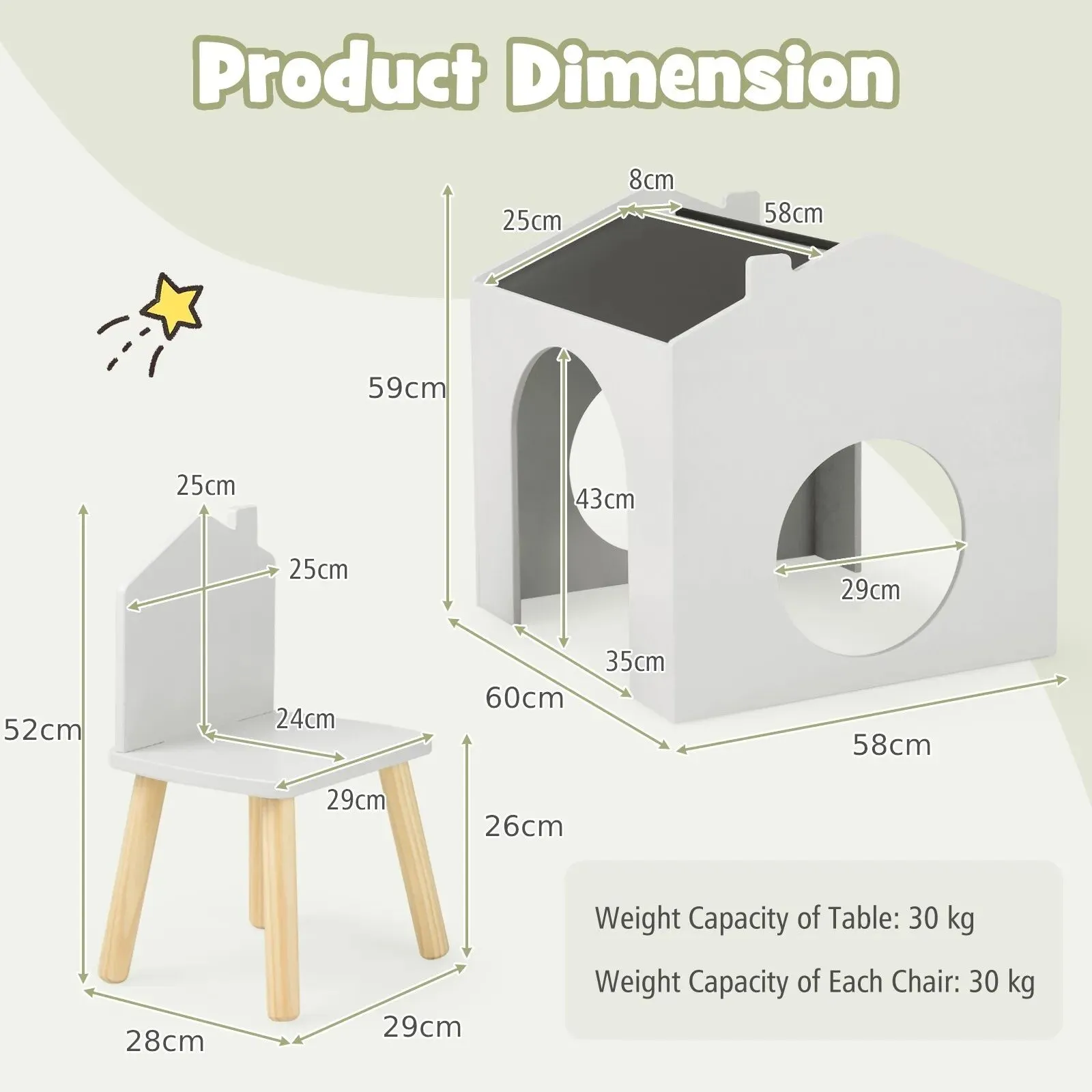 Costway Table & Chair Set Children Wooden Children Activity Desk W/ Chalkboards in White 2