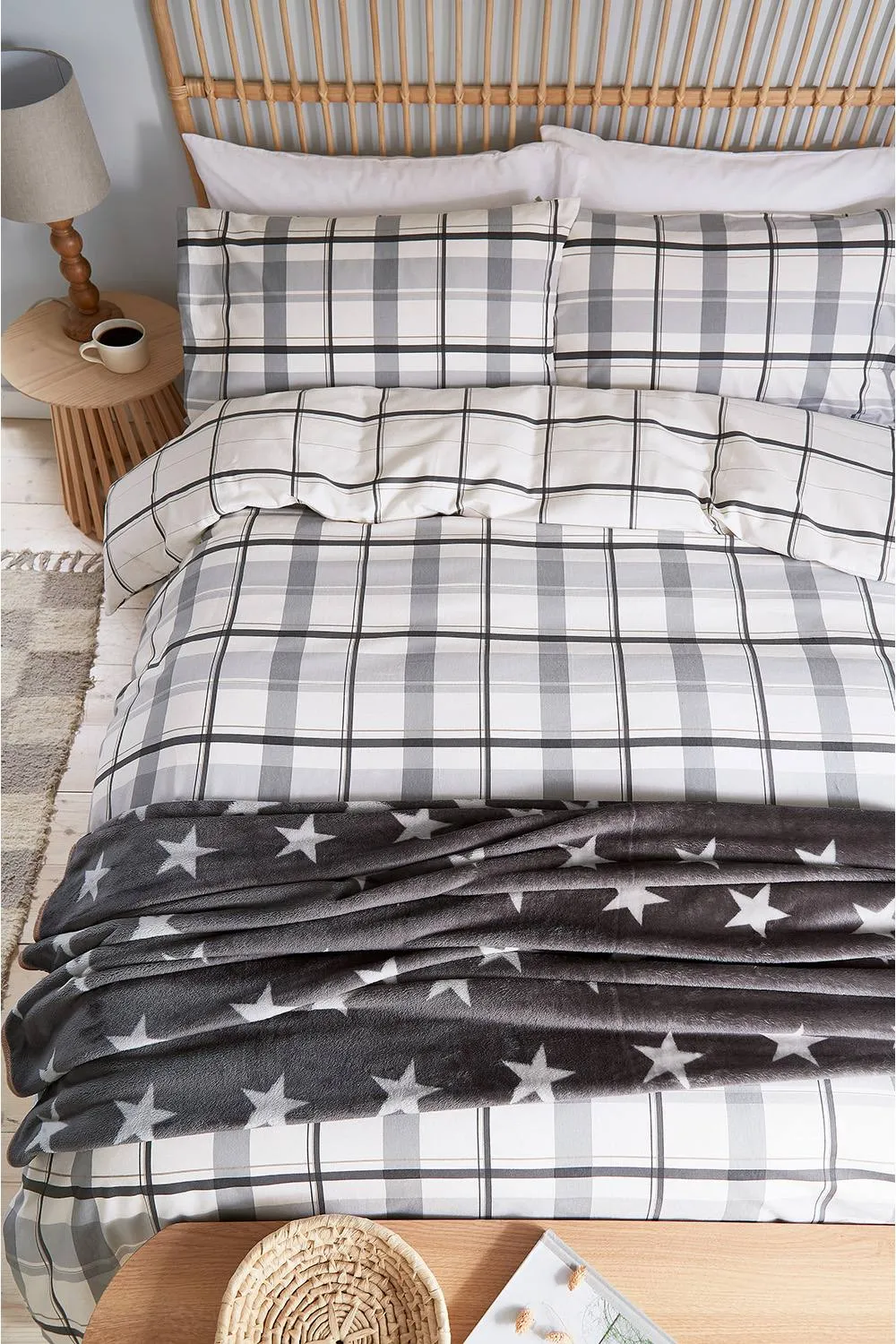 Helena Springfield 'Hudson Check' Brushed Cotton Duvet Cover Set in Charcoal 4