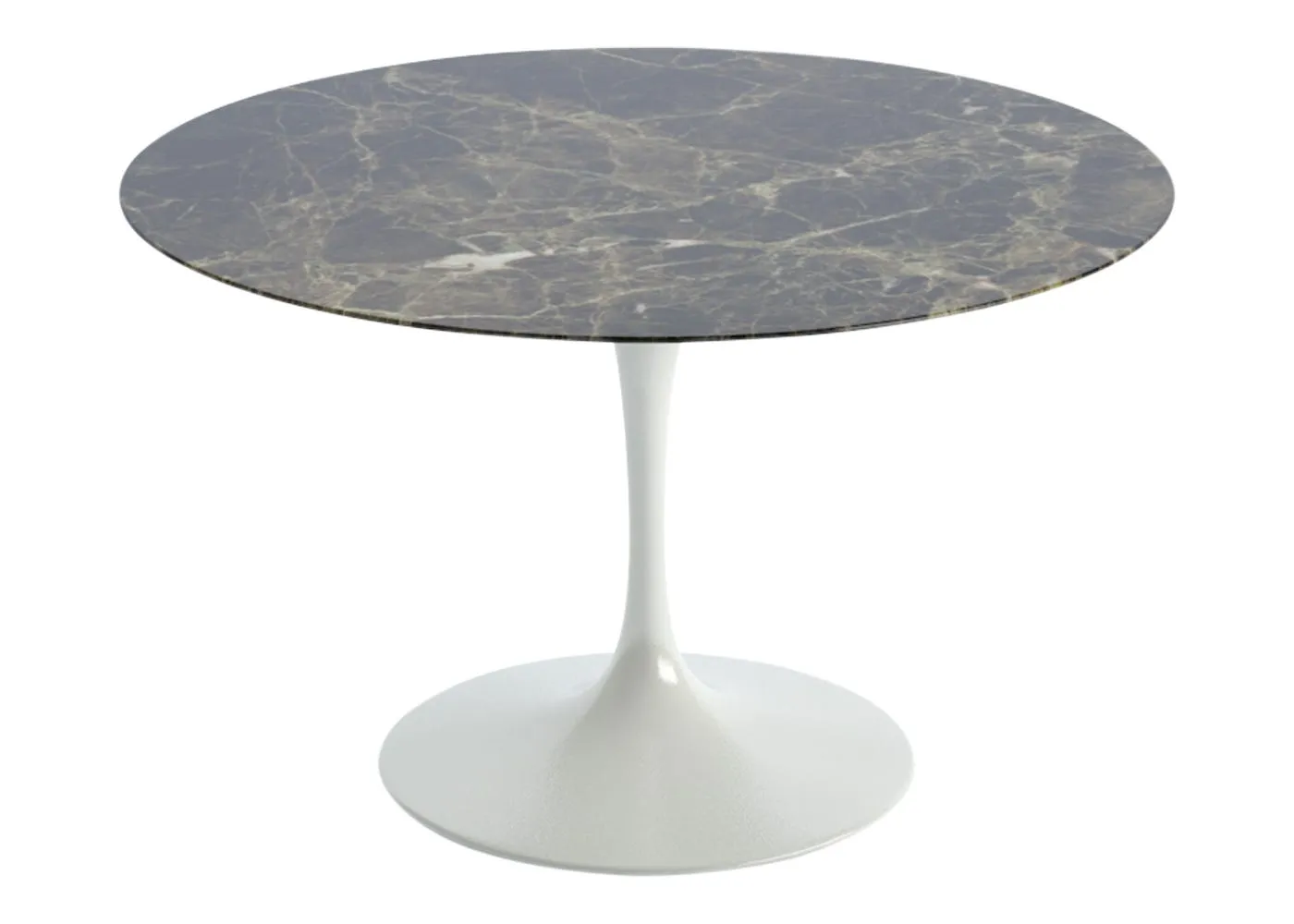 Knoll Saarinen Dining Table with White Base in Brown Emperador 120cm 1