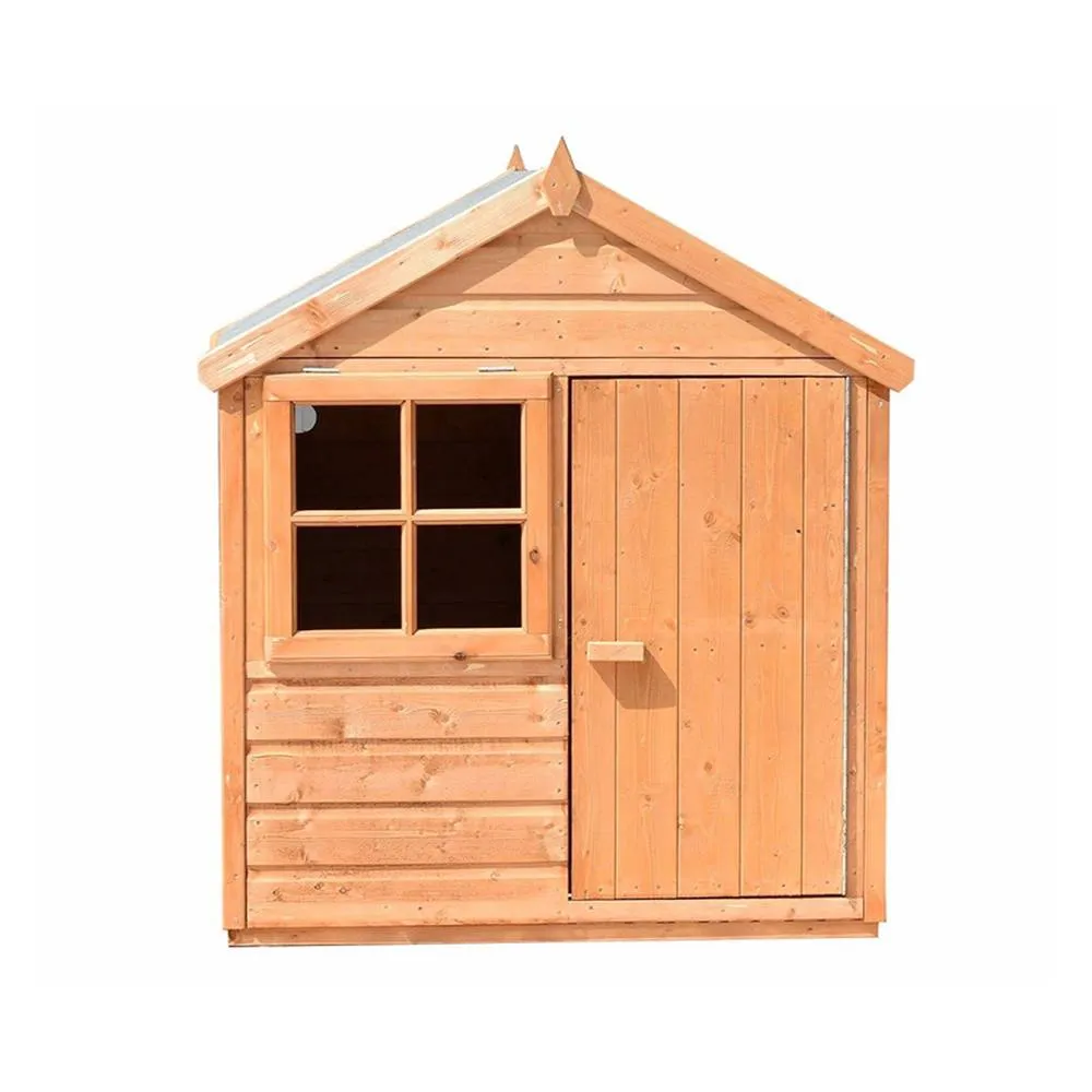 Shires Playhut 4 x 4 Feet Single Door with One Opening Window Playhouse in Light Brown 2