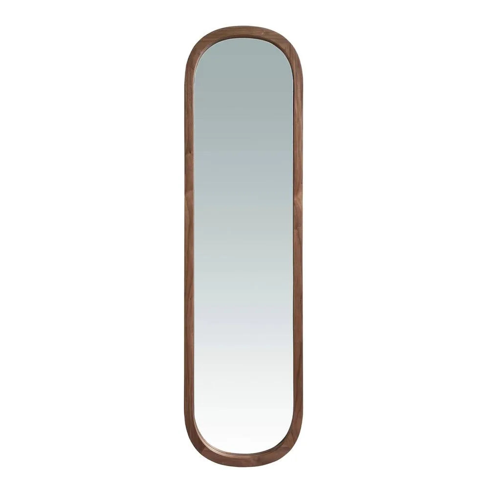 Angel Cerda Oval Walnut-Colour Veneer Wall Mirror 150x40 cm in Walnut 2