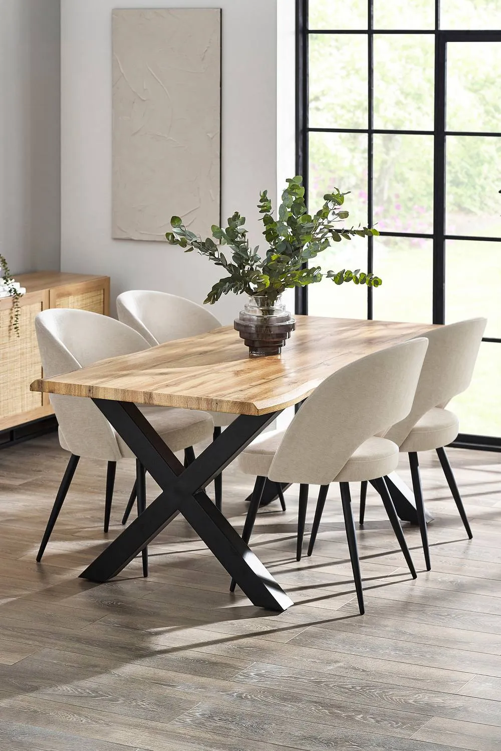 Julian Bowen Harvey Live Edge Rectangular 4-6 Seater Dining Table in Light Oak