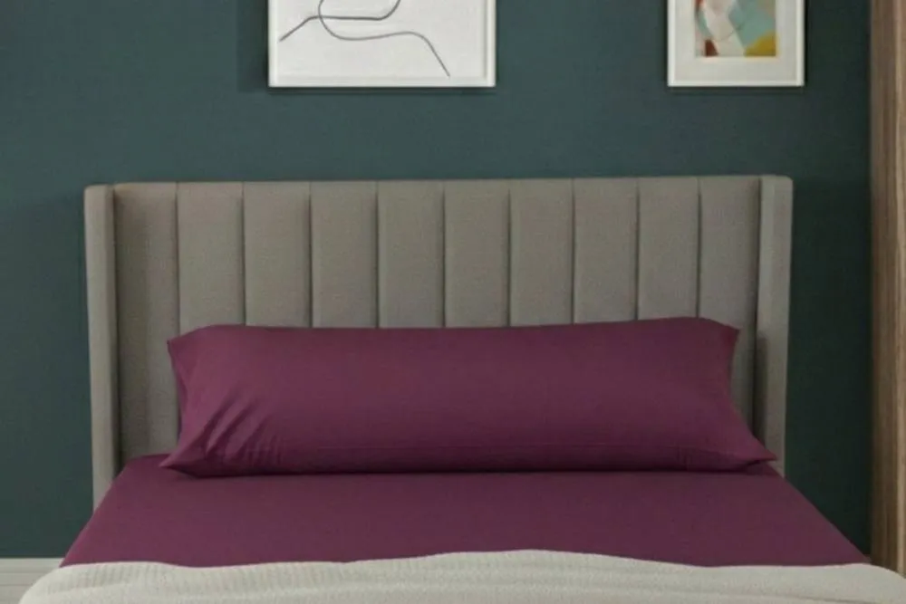 Snug City Bolster Support Pillow Pillowcase Plain Dyed Pillow Linen Easy Care in Plum