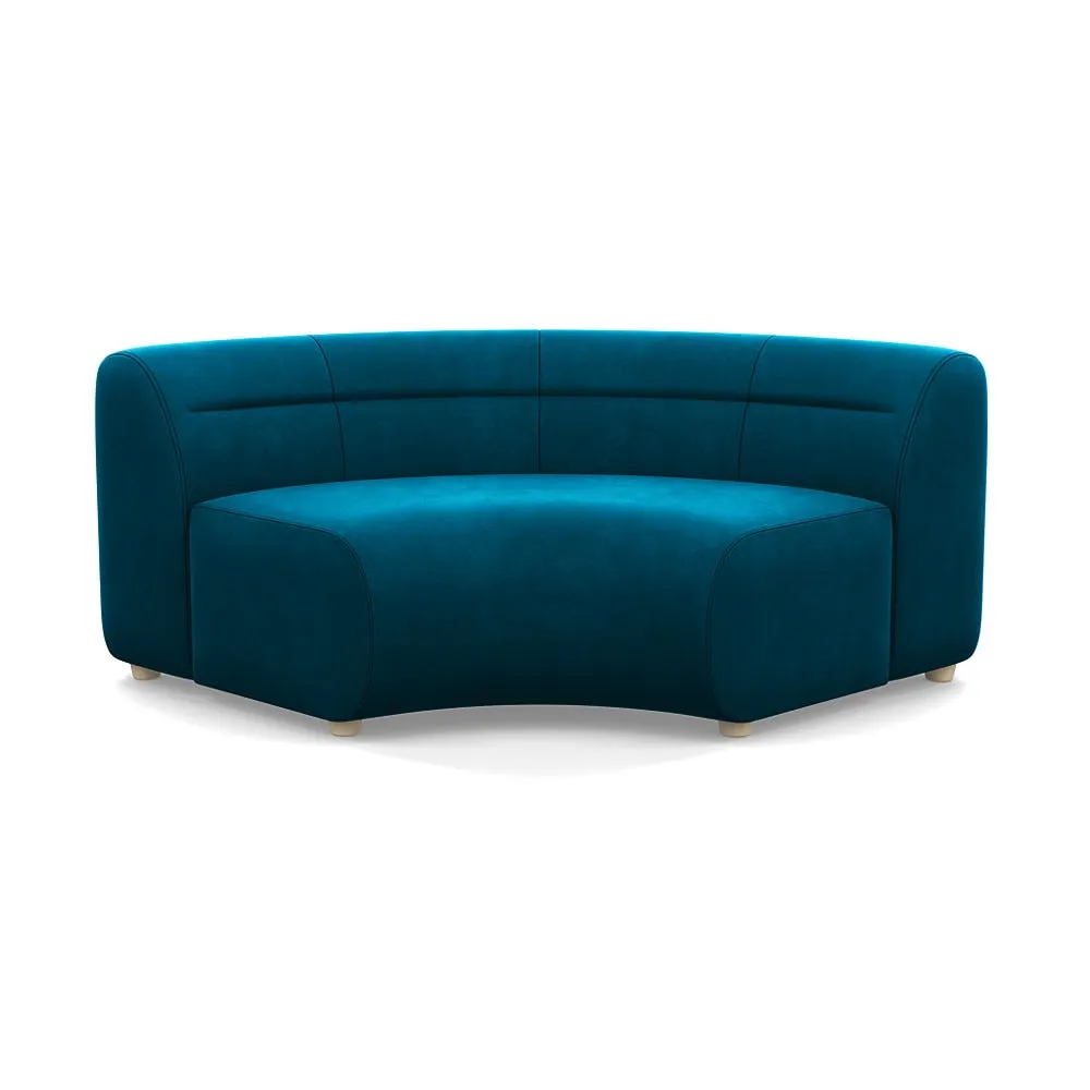 Heal's Lilli Curved Corner Unit Module Velvet Teal Natural Beech Feet