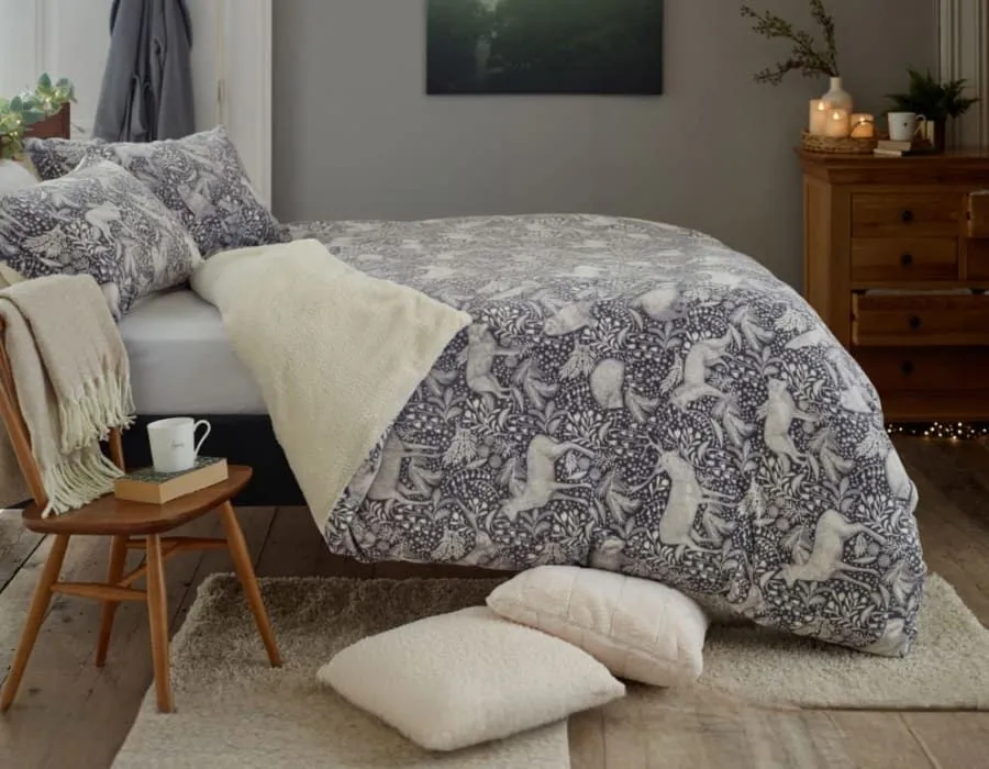 Deyongs Woodland Folk Printed Soft & Breathable Cotton Rich Duvet Cover Set in Grey 2