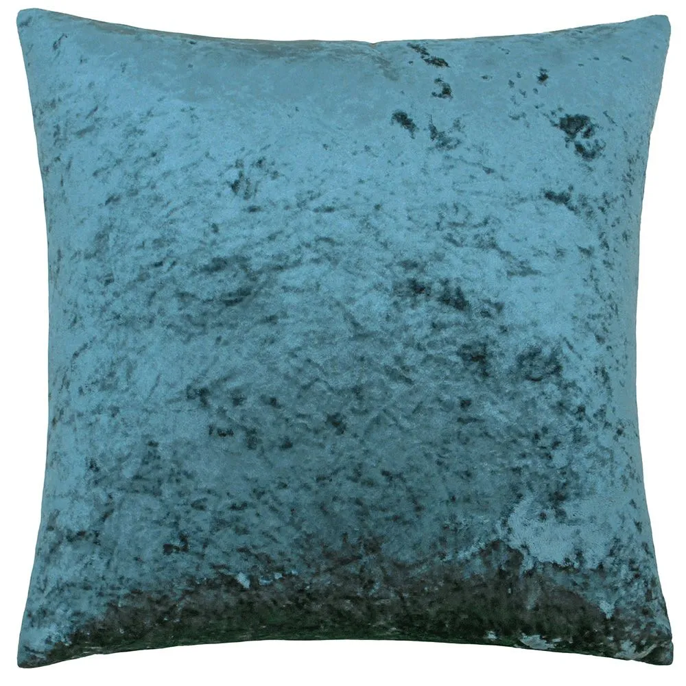 Paoletti Verona Crushed Velvet Sqaure Polyester Filled Cushion in Teal 1