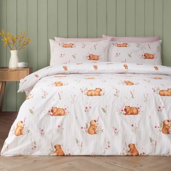 Catherine Lansfield Happy Capy(Bara) Quilt Cover & Pillowcase Set 1