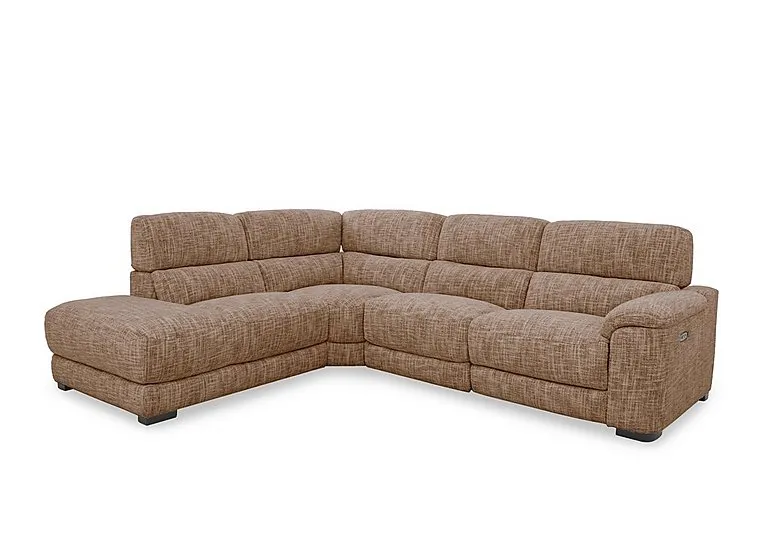 Nova Fabric Power Recliner Left Hand Facing Chaise End Sofa with Power Headrests - Light Brown