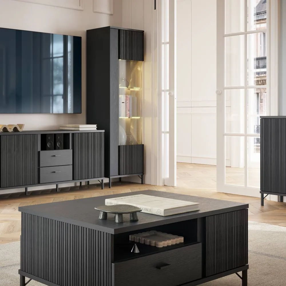 Furniture To Go Lusaka TV Cabinet 2 Door 2 Drawer in Black Graphite 5