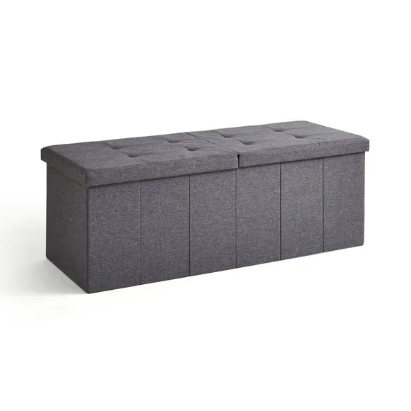 Faux Linen Bed Ottoman 3