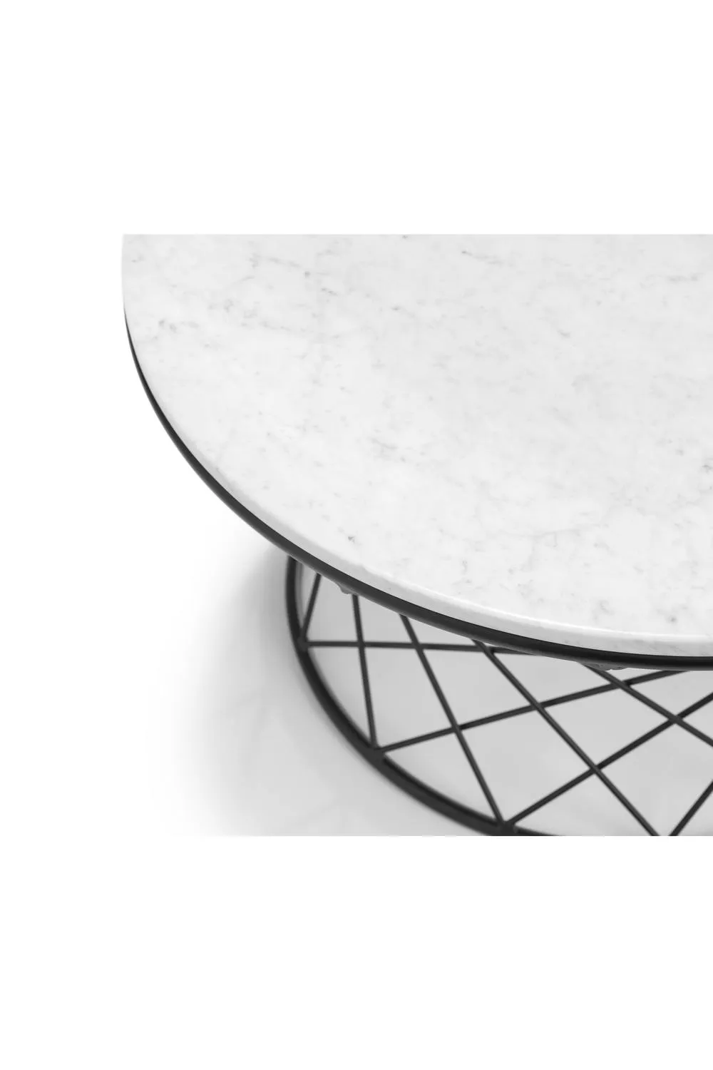 Julian Bowen Trevi Round Marble Top Wire Base Coffee Table in White 5