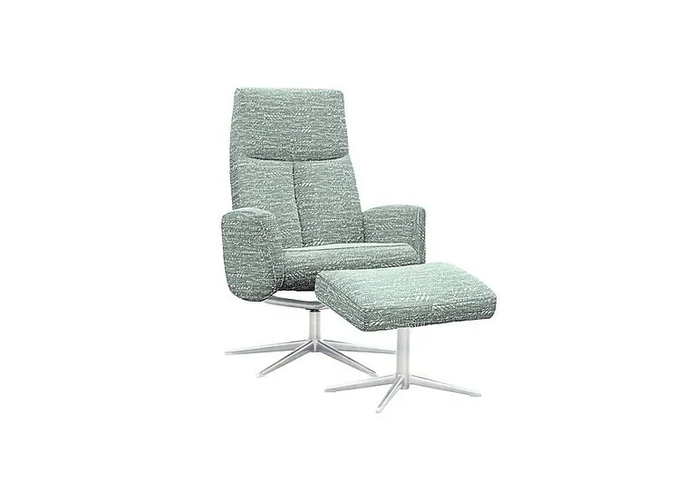 Vaasa Fabric Swivel Recliner Chair and Footstool with Chrome Base