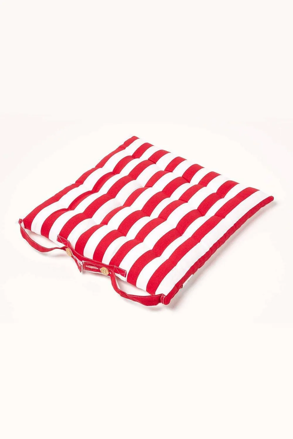 Homescapes Seat Pad Luxury Cotton Red Striped Indoor Outdoor Garden Cushion, 40cm 2