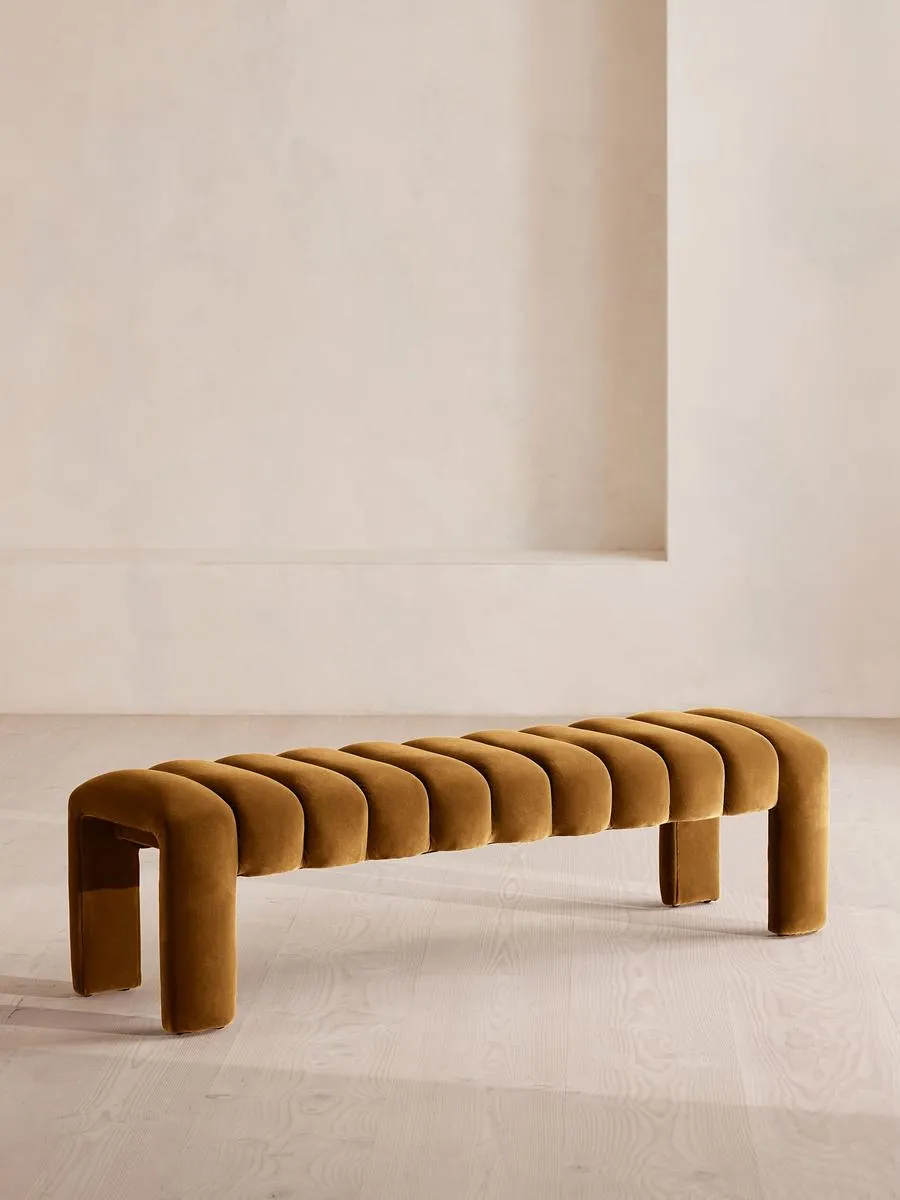 Willis Bench, Velvet, Mustard