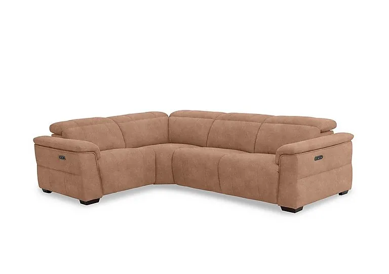 Inca Fabric Double Power Recliner Left Hand Facing Corner Sofa with Power Headrests - Dexter Sand