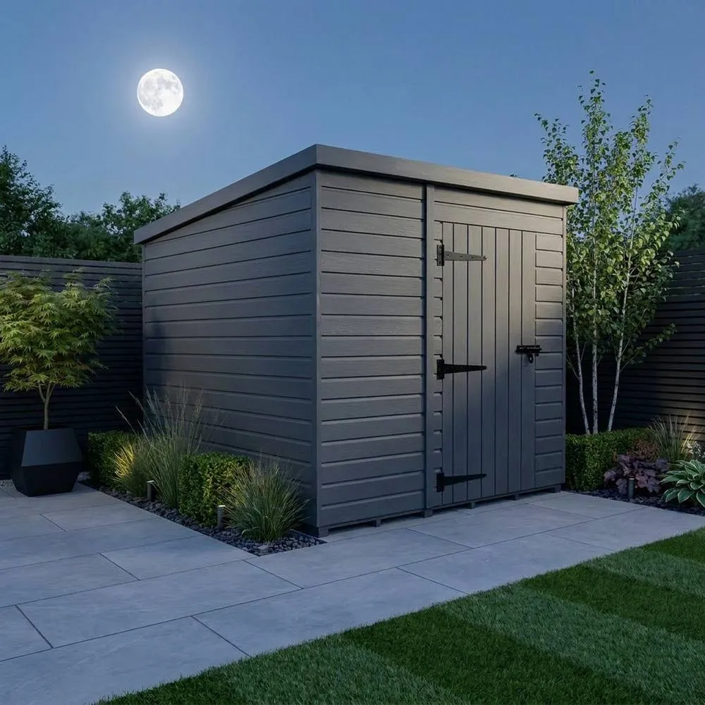 Buttercup Farm 9ft x 9ft Composite Pent Garden Shed Single Door No Windows - Grey 3